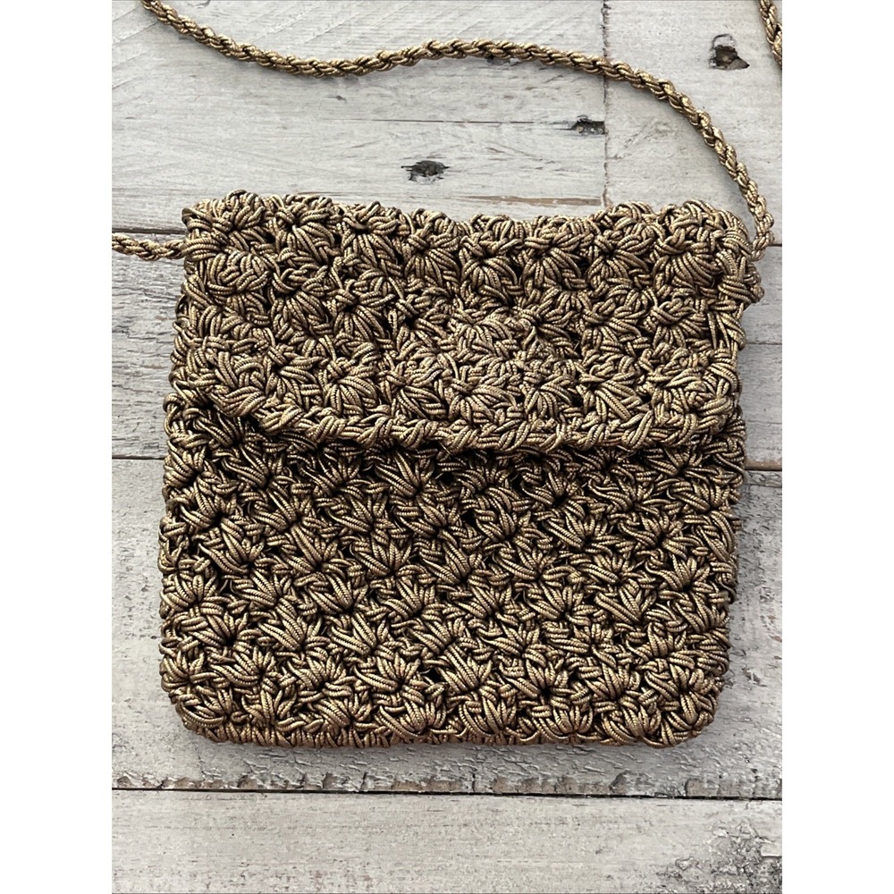 Ann Taylor Crossbody‎ Bag Gold Crochet Evening Purse